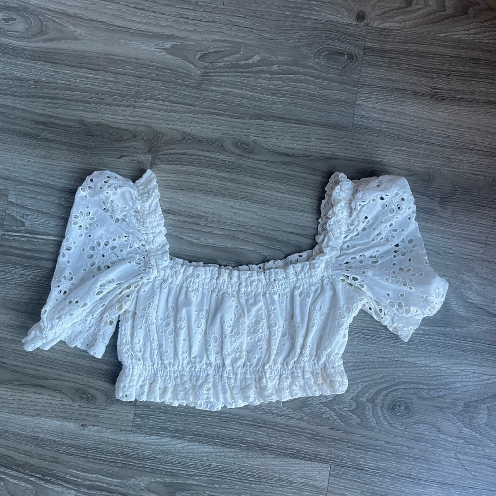 LPA revolve white crop top